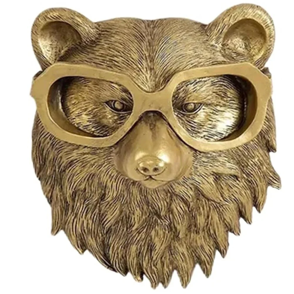 Gold Bear with Glasses Wall Art – Modern Statement Décor